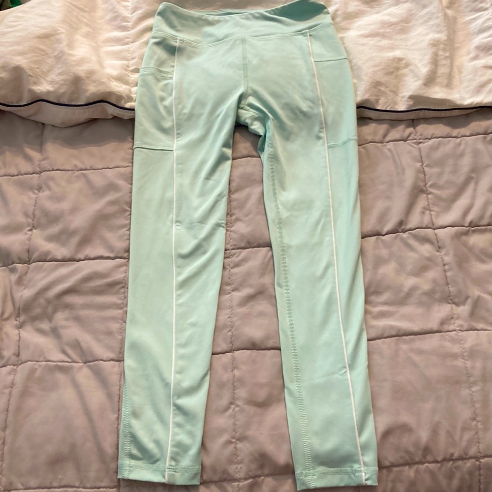 Light blue workout/athletic pants for girls.